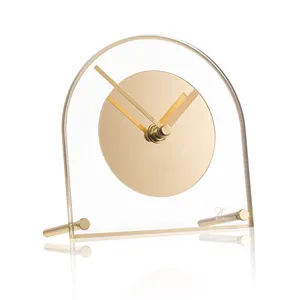 Decoración Judaica Dorada para el Hogar, Decoraciones de Hanukkah, Reloj de Escritorio Acrílico, Regalo Judío, Reloj de Escritorio de Lucite con Diseño de Jerusalén - Product Image 1