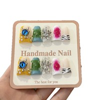 TSZS 10 pièces de faux ongles en forme de bec de canard style Y2K, faits à la main, à presser, décorés de fleurs en strass 3D de luxe, en acrylique, pour femmes