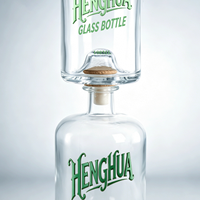 Botol Minuman Keras Kaca Bening 250ml Desain Baru dengan Alas Bentuk Gunung Es Unik, Botol Kaca Super Flint 25cl untuk Liquor Gin Whisky dengan Gabus