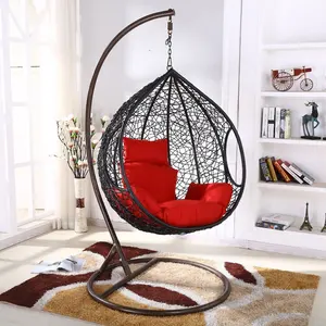 Outdoor Single Double Seat Garden Furniture Rattan Hanging Egg Chair Patio Swings mit Stand