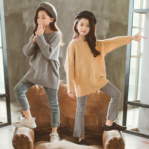 Vêtements amples coton enfants quotidien portant robe avec filles jean pantalon ensemble bande dessinée pour fille coréenne boutique de gros en ligne - Product Image 3