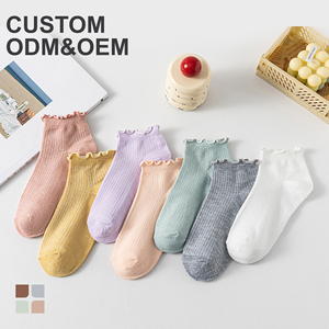 Chaussettes courtes <span class=keywords><strong>pour</strong></span> femmes à volants fins à la mode à la <span class=keywords><strong>cheville</strong></span> de couleur bonbon solide bon marché <span class=keywords><strong>pour</strong></span> l'été - Product Image 1