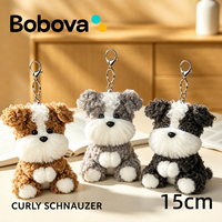 Porte-clés en peluche Bobova Mini Schnauzer 15 cm, adorable chien bouclé, poupée en peluche, pendentif de sac, porte-clés animal doux, cadeau pour filles