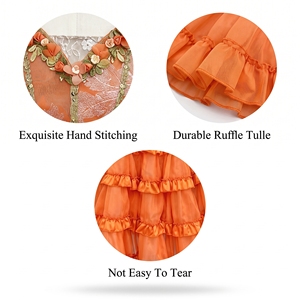 Tutu de ballet romantique orange à volants étagés et épaules dénudées, style paysanne Don Quichotte, pour performance et compétition, tenue de danse de scène - Product Image 3