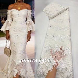 Tela de Encaje con Bordado Africano, Ecológica, Lujosa, de Poliéster/Algodón, el Mejor Servicio, Envío Rápido, 50/52 por Yarda, 3 kg - Product Image 5