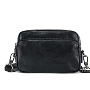 Sac bandoulière Boshiho en cuir Crazy Horse pour homme, sac messager zippé pour voyage - Product Image 4