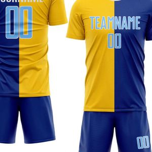 Ensemble uniforme et short bicolore bleu-jaune pour le football ou le soccer, idéal pour l'entraînement en équipe et les matchs de ligue - Product Image 4