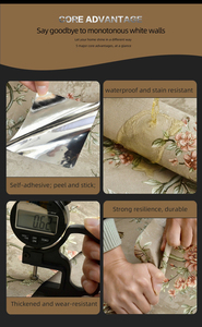 Papel Tapiz Autoadhesivo de PVC de Primera Calidad con Patrón Dorado en Relieve Profundo | Papel Tapiz Desprendible y Pegable para Hogar y Comercios - Product Image 4
