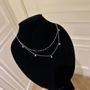 Collar de Plata de Ley S925 con Doble Capa de Mariposas con Incrustaciones de Diamantes, Simple, Versátil, de Lujo de Alta Gama - Product Image 4