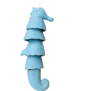 Customized ceramic Blue sea horse windchime, custom sea horse hanger, costom handmade fish windchime