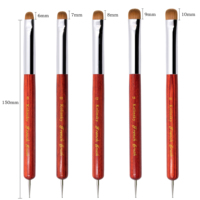 Pinceau français classique à manche en bois rouge, double embout, poils Kolinsky, avec stylo à pois, tailles 8-16, avec support offert
