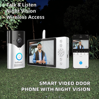 Téléphone de porte avec visiophone bidirectionnel TJDA X4 2K, vision nocturne infrarouge, détection de mouvement PIR, interphone vidéo, alimenté par batterie, WiFi, écran de 5 pouces