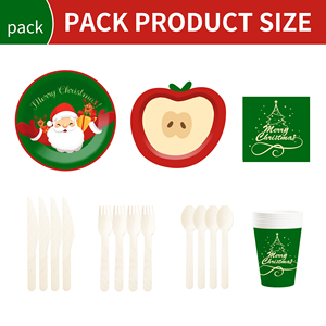 DAMAI Nuevo Juego de Vajilla Navideña con Elementos de Papá Noel, Platos de Papel y Molde de Manzana para Suministros Navideños, Sirve para 8 Personas - Product Image 3