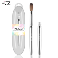 Pinceaux à ongles ronds en acrylique, manche tout métal détachable, poils 100% pur Kolinsky Sable, anti-acétone