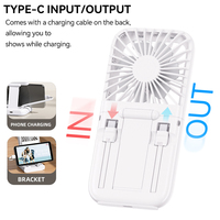 Mini ventilateur pliable 3-en-1 avec affichage numérique, 5 vitesses, rafraîchisseur personnel, approvisionnement direct usine, logo personnalisé, commande en gros