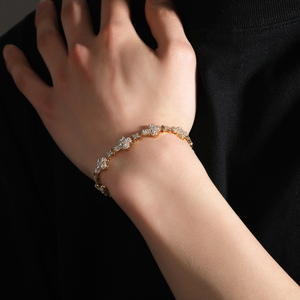 Bracciale UWIN Vintage con Cluster di Zirconi CZ a Stella, Placcato Oro 18K Rodio, Pronto per <span class=keywords><strong>la</strong></span> Spedizione, Bracciale Hip Hop CZ per Donna e Uomo - Product Image 5