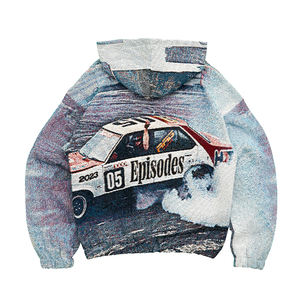 Vêtements pour hommes fabriqués en Chine, sweat à capuche en jacquard tissé à fermeture éclair, veste en tissu personnalisée - Product Image 3