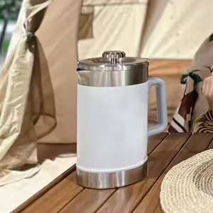 Tazze da viaggio per esterni 304 in acciaio inox per caffè francese a forma di pentola semplice moda con filtro isolante a freddo - Product Image 1