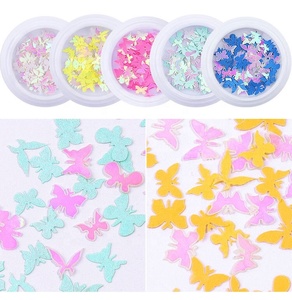 Nuevos productos Colorful 3D Glitter Butterfly Nail Art Glitter Nail Sticker para decoración de uñas - Product Image 4