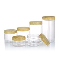 Pot en Plastique PET Transparent Ambré Blanc pour Emballage Alimentaire et Cosmétique, Vente en Gros, 1oz 2oz 4oz 6oz 8oz, avec Couvercles Noirs Blancs Dorés Argentés