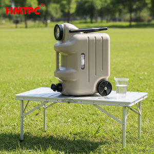 Bidon rectangulaire en plastique de qualité <span class=keywords><strong>alimentaire</strong></span> de 28 L avec poignée <span class=keywords><strong>pliable</strong></span> et roues, réservoir d'eau pour usage extérieur - Product Image 4