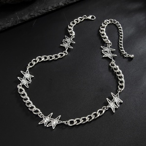 Collane Choker con Catena Metallica Stile Hip Hop Street, Doppia Stella, per <span class=keywords><strong>Uomo</strong></span>, Catene Vintage per Clavicola, Accessori Moda, <span class=keywords><strong>Gioielli</strong></span> Regalo - Product Image 4
