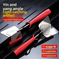 Grande spatule épaisse en acier inoxydable avec manche en plastique, design à angle Yin et Yang et bord droit