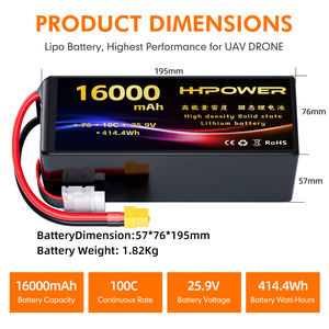 HHPower 공장 도매 330wh/kg 16000mAh <span class=keywords><strong>40000mah</strong></span> 7S 25.9V 10C 고에너지 밀도 리튬 UAV FPV 드론 배터리 팩 - Product Image 2