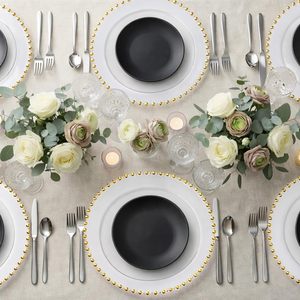 Assiettes et bols jetables en plastique PS écologiques, design minimaliste personnalisé, résistants au lave-vaisselle, technique de pigmentation de la forme pour les fêtes - Product Image 3