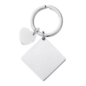 Gantungan Kunci Cermin Baja Anti Karat Persegi Terukir Kartu Bundar Kecil Liontin Kalung Anjing Aksesoris Personalisasi - Product Image 3