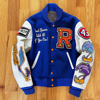 Veste bomber universitaire pour homme de haute qualité, style baseball, hip-hop, écologique, coupe-vent, avec patchs brodés en chenille personnalisés
