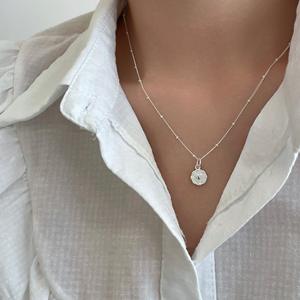 Collier en argent pur S925, petit collier de marque, cœur de pêche, chaîne de clavicule, luxe simple, dentelle tissée, doux, platine, matériau principal - Product Image 4