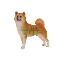 Figura de Shiba Inu amarilla ultra realista, Adorable pose sentada y piel de felpa, modelo coleccionable de mascotas de PVC Premium