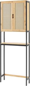 Combohome Gabinete <span class=keywords><strong>de</strong></span> inodoro Sobre el inodoro Gabinete alto <span class=keywords><strong>para</strong></span> almacenar <span class=keywords><strong>toallas</strong></span> <span class=keywords><strong>de</strong></span> papel higiénico <span class=keywords><strong>Baño</strong></span> MDF Bambú Ratán - Product Image 2