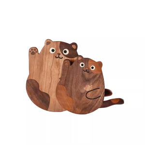 Planche à découper en bois de noyer <span class=keywords><strong>massif</strong></span>, créative et mignonne, en forme de chat, plateau de petit-déjeuner pour la maison et les enfants, nourriture pour bébés - Product Image 3