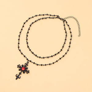 Collar con Colgante de Luna, Aleación de Zinc Negra, Doble Capa, Joyería de Fiesta para Mujer, Diseño Geométrico, Gargantilla, Accesorio de Moda - Product Image 6