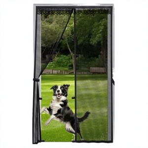 Magnetic <b>Door</b> <b>Screen</b> <b>Mesh</b> Curtain Insect Resistant Magnetic Closure Top Bottom Nylon Storage Straps Sides Drill-Free Tape (Black - Product Image 4