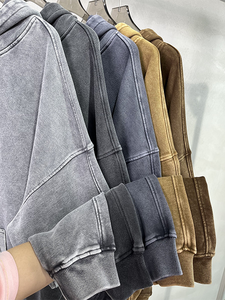 420G Street Made Old Washed Casual felpa dei pesi massimi da uomo e donna ampia giacca retrò con cappuccio - Product Image 4