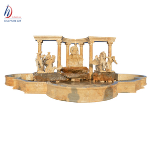 Al aire libre grande Color Beige piedra travertino Fontana <span class=keywords><strong>de</strong></span> <span class=keywords><strong>Trevi</strong></span> escultura con Poseidón y caballos - Product Image 2