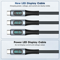 Kabel USB C Berkualitas Tinggi 240W dengan Layar LED, Kompatibel Pengisian Cepat 140W 100W, Kabel Tipe C untuk Ponsel 18 17 Laptop Tablet