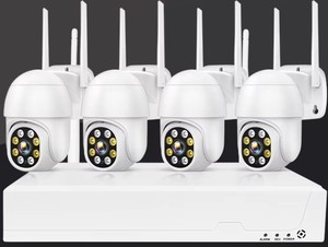 ชุด NVR อุปกรณ์ตรวจสอบความปลอดภัยแบบ8CH การเชื่อมต่อไร้สายชุดกลางคืนทรงกลมกันน้ำป้องกันฟ้าผ่า