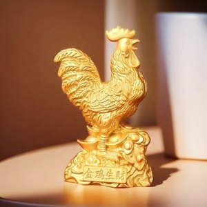 Yuanbao du zodiaque chinois, coq, décoration de bureau à domicile, porte-bonheur et Ruyi, Yuanbao en cuivre, coq doré, générateur de richesse - Product Image 4