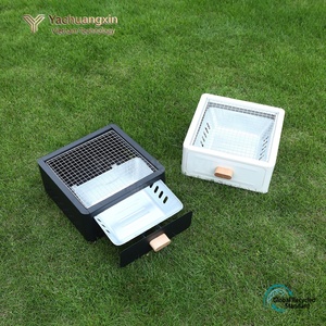 Estufa de carbón cuadrada de metal para acampar al aire libre con mango de madera y ranuras de ventilación para cocinar a la parrilla - Product Image 6