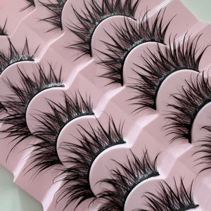 Cils rosés et délicats en fibre <span class=keywords><strong>de</strong></span> cheveux synthétiques épais <span class=keywords><strong>de</strong></span> style naturel végétalien fait à la main avec logo personnalisé - Product Image 1