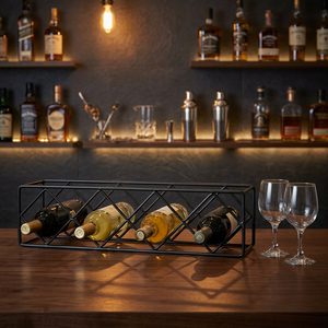 Modern <b>Metal</b> Wine <b>Rack</b> With 4 Bottle Capacity For Wine Bars Display - Product Image 1
