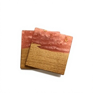 Modern Wooden & Resin Coaster Set Premium Eco-Friendly Coasters for Coffee Cups, Tea Mugs, Beer & Wine Glasses - Product Image 1