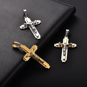Pendentif Croix de Jésus en Acier Inoxydable Couleur Or, Bijoux Religieux Chrétiens, Accessoires, Cadeau d'Anniversaire - Product Image 6