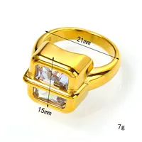 Bague tendance en acier inoxydable double couche avec zircon cubique vert taille émeraude carrée incrusté, idéale pour le quotidien et les soirées