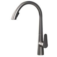 Robinet de cuisine gris canon de fusil, mitigeur, unité unique, entrée/sortie 20 mm, sortie escamotable, eau chaude et froide, tout en cuivre, double grattoir rotatif