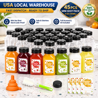Botol Jus Plastik Transparan 4oz 120ml 45 Pcs dengan Tutup, Dapat Digunakan Kembali, Food Grade, Wadah Minuman Kecil, Grosir